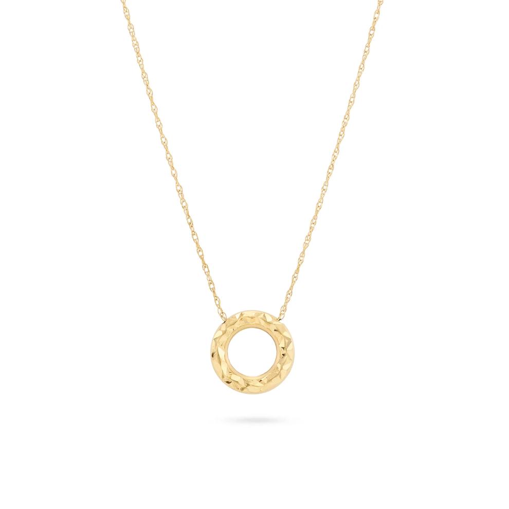 Circle Pendant on Rope Chain in 10K Yellow Gold – Image 1 of 4