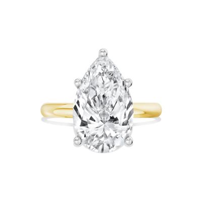 Lab Grown Diamond Pear-Shaped Solitaire Ring in 14K Yellow & White Gold (5 ct.)