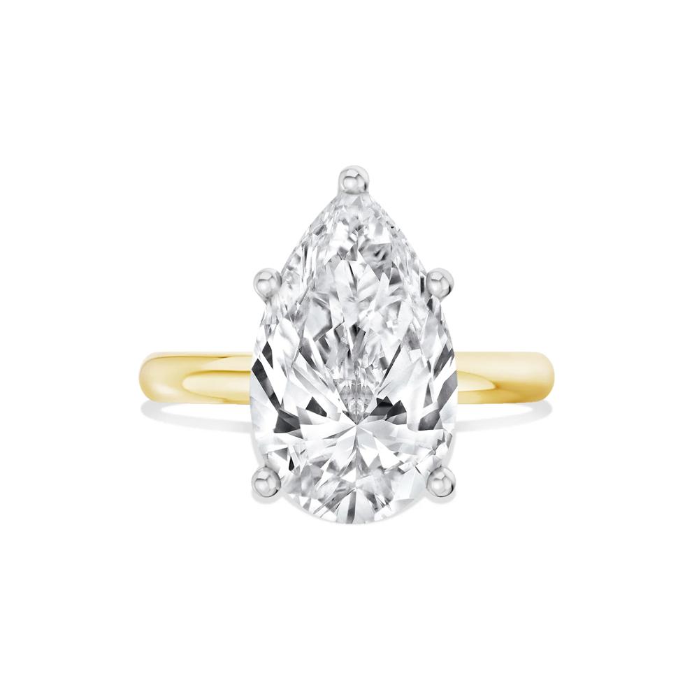 Lab Grown Diamond Pear-Shaped Solitaire Ring in 14K Yellow &amp; White Gold (5 ct.) – Image 1 of 4