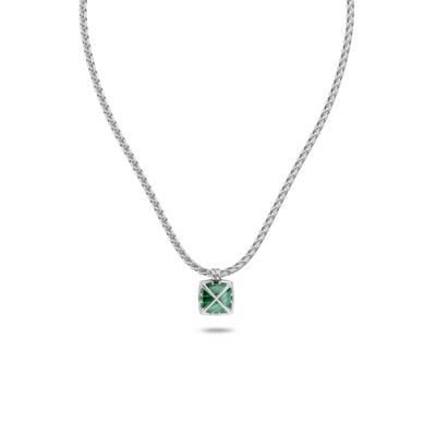 Men's Malachite Arrow Design Pendant Necklace in Sterling Silver