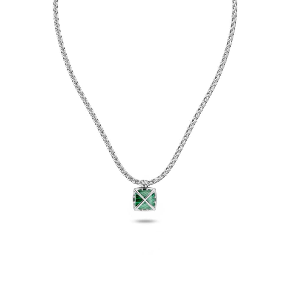 Men's Malachite Arrow Design Pendant Necklace in Sterling Silver – Image 1 of 4