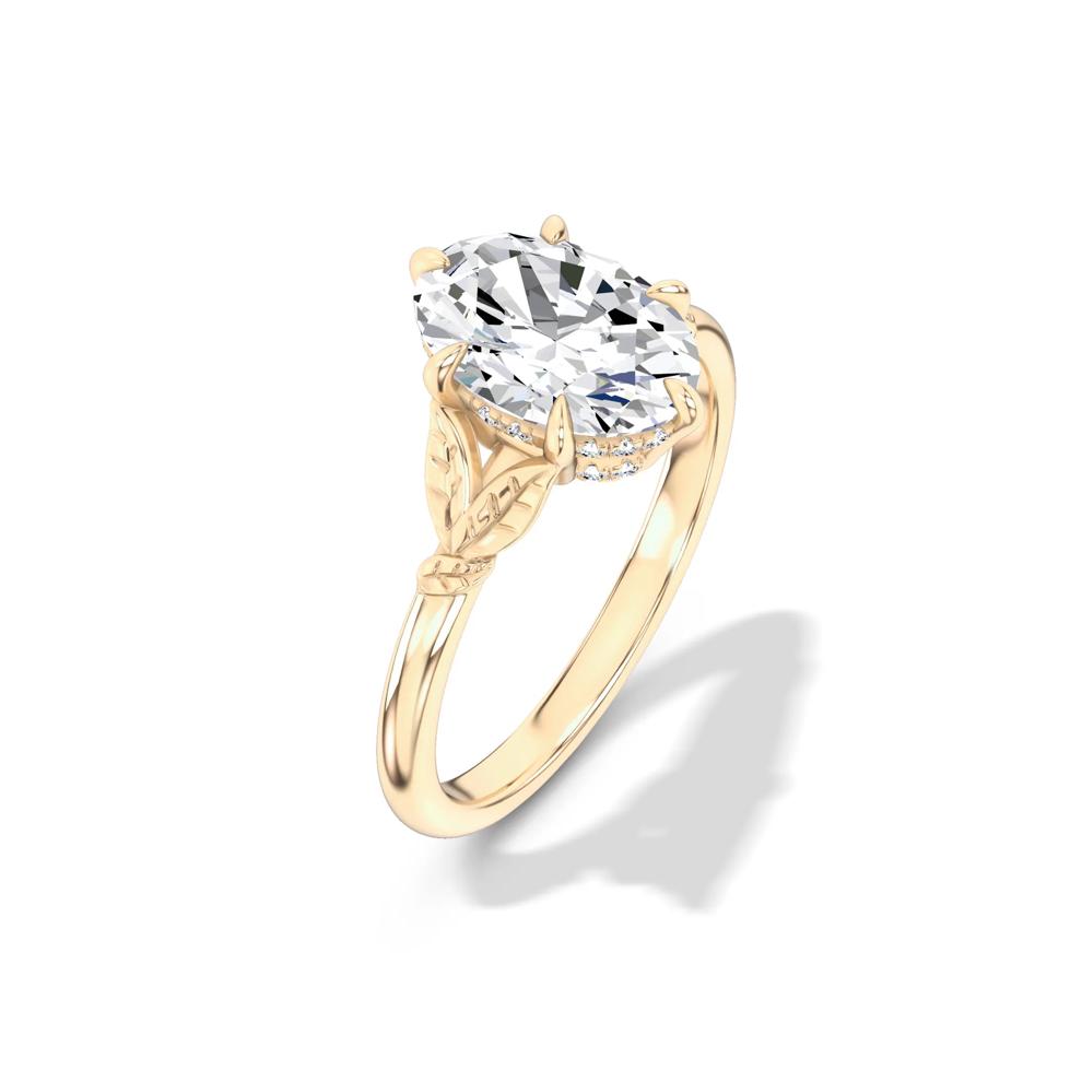 Lab Grown Diamond Etched Leaf Shank Engagement Ring in 14K Yellow Gold (2 ct. tw.) – Image 4 of 4