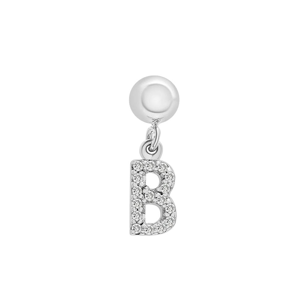 Diamond Accent B Initial Bead Charm in Sterling Silver – Image 1 of 3