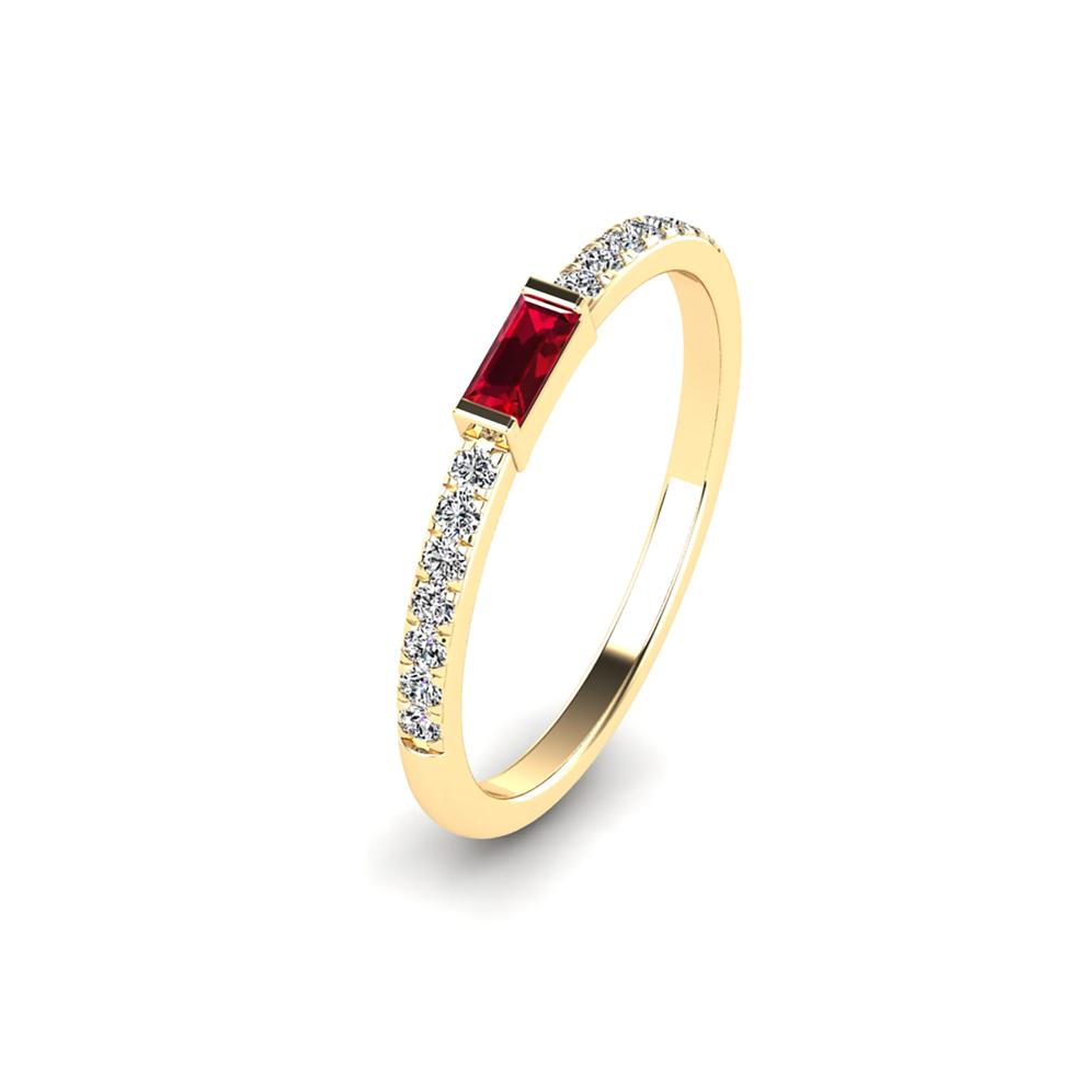 Ruby &amp; Diamond Stack Band in 10K Yellow Gold (1/10 ct. tw.) – Image 4 of 4