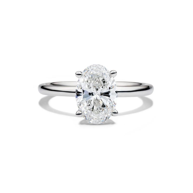 Lab Grown Diamond Oval Solitaire Engagement Ring in Platinum &#40;2 ct.&#41; – Image 1 of 4