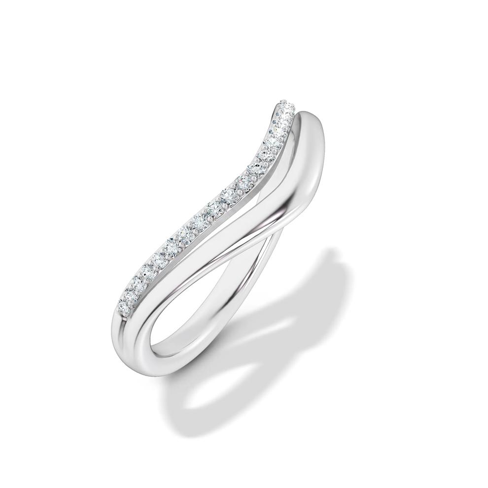 Lab Grown Diamond Double Row Contour Band in 10K White Gold (1/8 ct. tw.) – Image 4 of 4