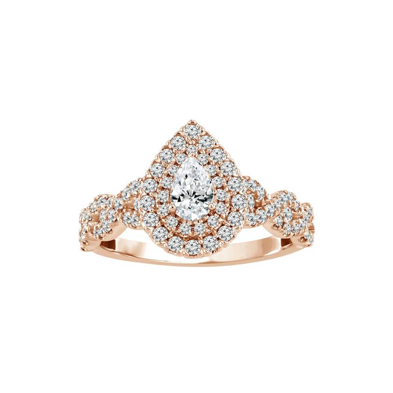 Lab Grown Diamond Pear-Shaped Engagement Ring in 10K Rose Gold &#40;1 ct. tw.&#41; – Image 1 of 3