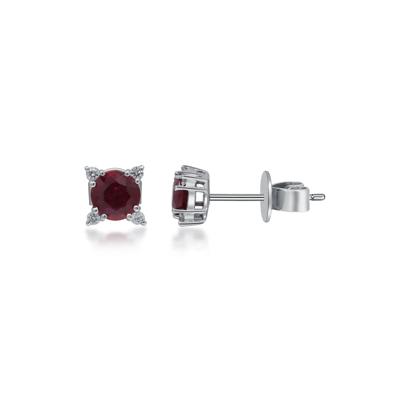 Ruby and Diamond Accent Stud Earrings in 10K White Gold