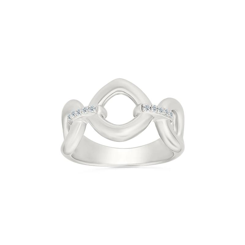Diamond Accent Link Ring in Sterling Silver – Image 1 of 5