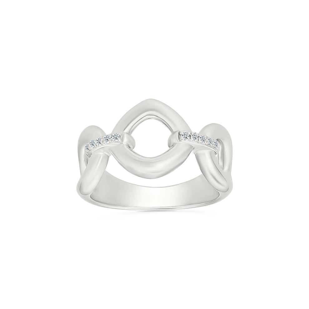 Diamond Accent Link Ring in Sterling Silver – Image 1 of 5