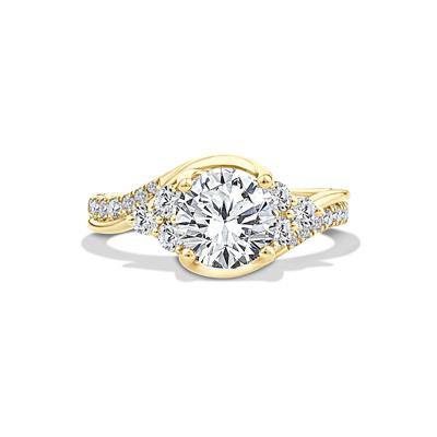 Lab Grown Diamond Round Center Engagement Ring in 10K Yellow Gold (2 ct. tw.)
