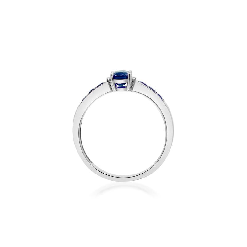 Blue Sapphire &amp; Diamond Accent Ring in 10K White Gold – Image 2 of 5