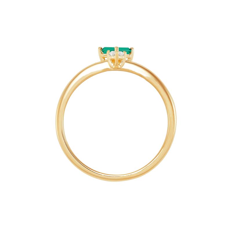 Lab Grown Diamond Accent and Lab-Created Gemstone Ring in 10K Yellow Gold – Image 2 of 3