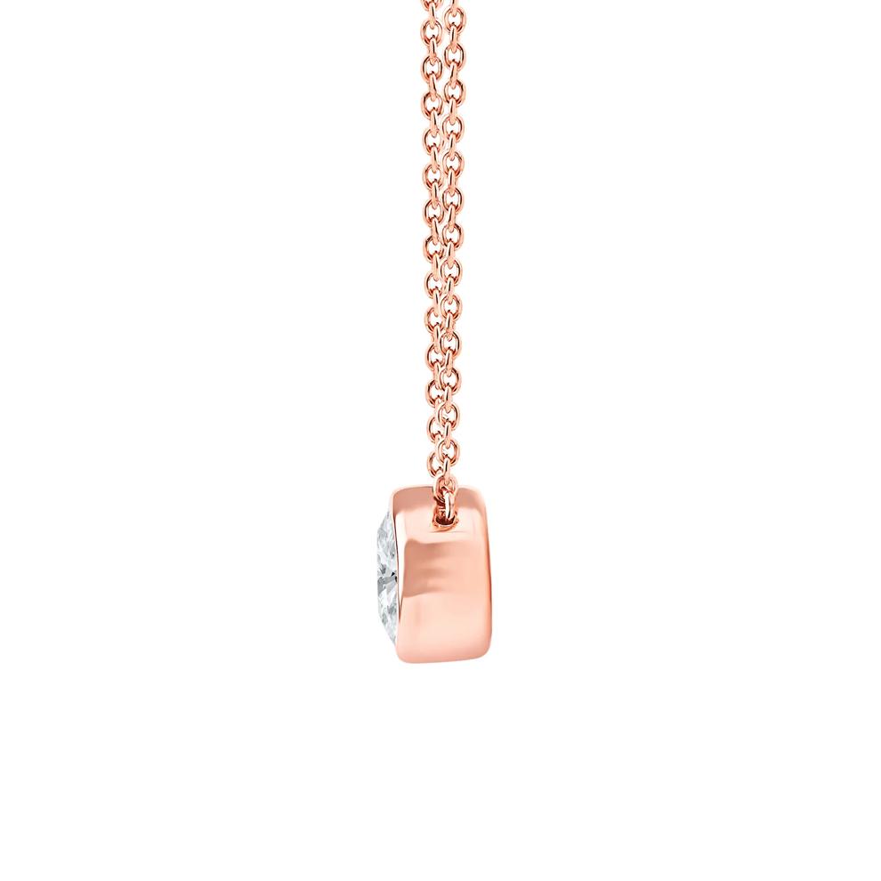 Lab Grown Diamond Oval-Shaped Solitaire Bezel Pendant in 10K Rose Gold (1 ct. tw.) – Image 2 of 4