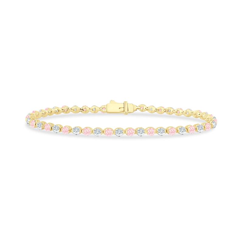 Lab Grown Diamond Pink and White Bracelet in 14K Yellow Gold &#40;5 ct. tw.&#41; – Image 1 of 2
