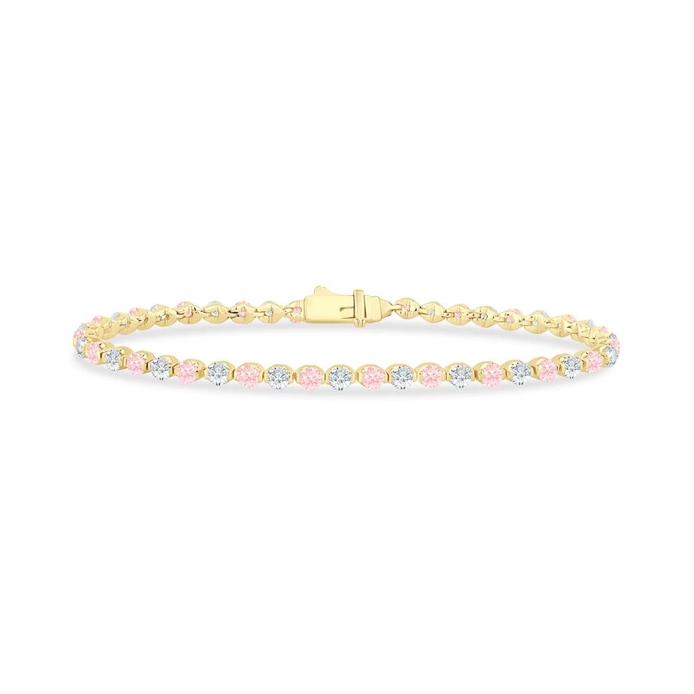 Lab Grown Diamond Pink and White Bracelet in 14K Yellow Gold (5 ct. tw.) – Image 1 of 2
