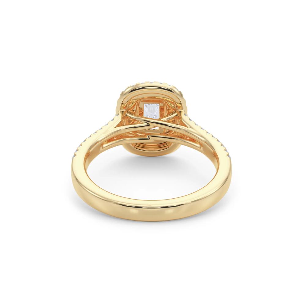 Radiant Diamond Center Double Halo Engagement Ring in 18K Yellow Gold (1-1/4 ct. tw.) – Image 4 of 5