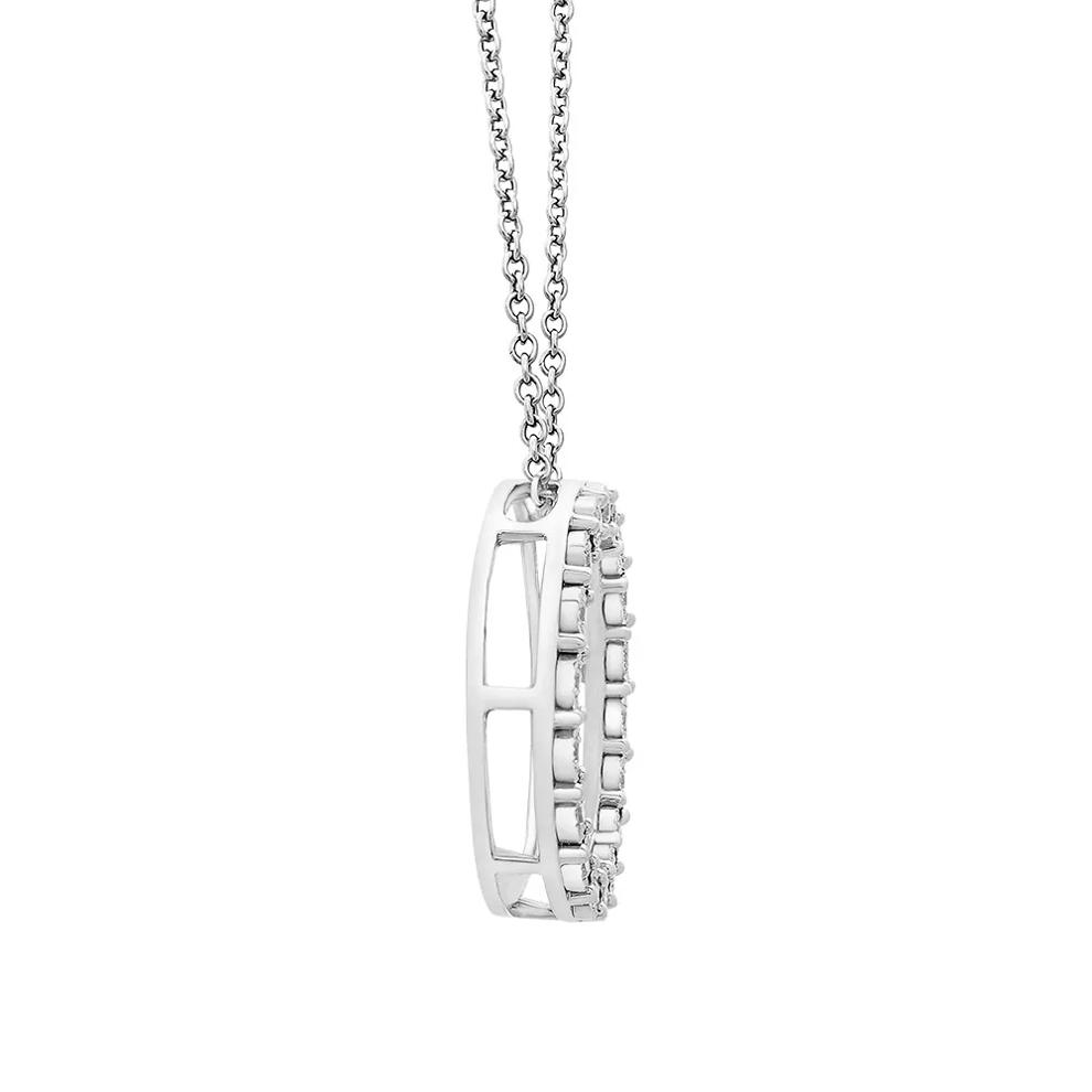Diamond Circle Pendant with Illusion Settings in Sterling Silver (1/10 ct. tw.) – Image 3 of 3