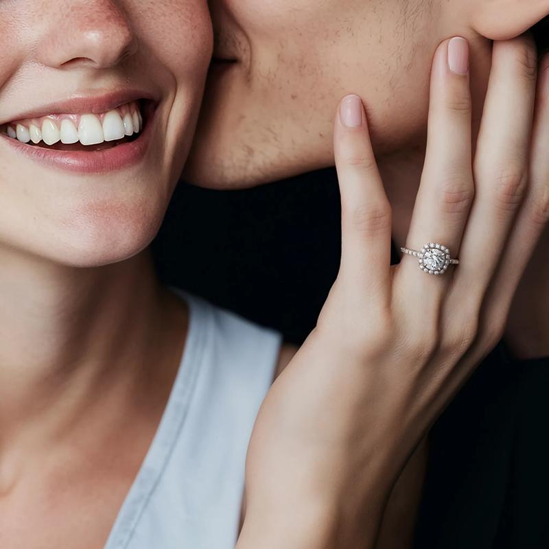 Lab Grown Diamond Round Halo Engagement Ring in 14K White Gold &#40;1 3/4 ct. tw.&#41; – Image 4 of 4