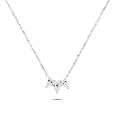 Lab Grown Diamond Three-Stone Pendant Necklace in 14K White Gold (1 ct. tw.)