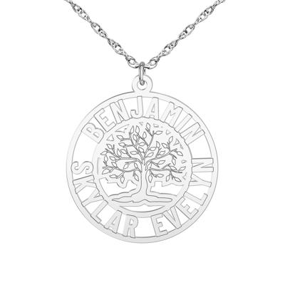Personalized Family Tree Circle Name Pendant