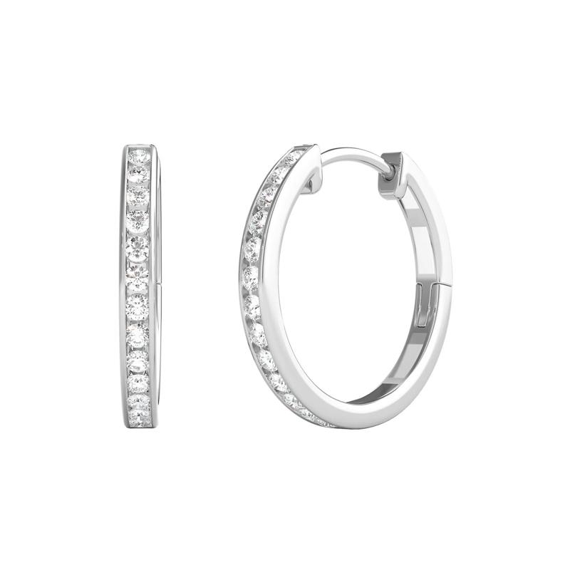 1/4 ct. tw. Diamond Hoop Earrings in 10K White Gold – Image 1 of 3