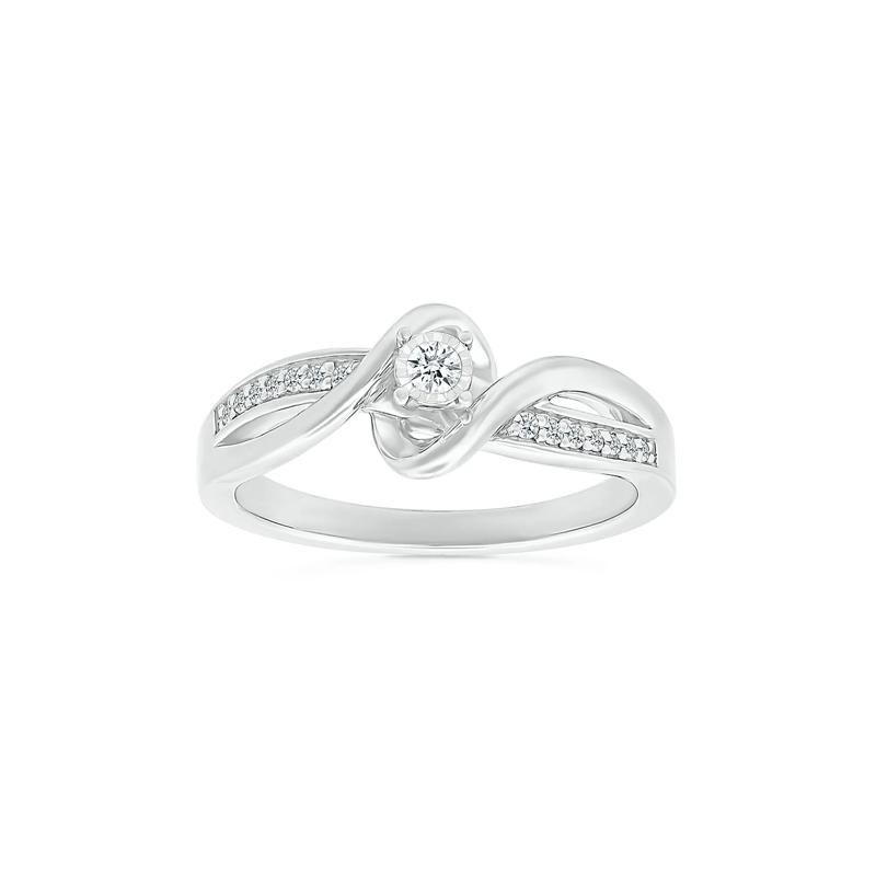 Diamond Twist Promise Ring in 10K White Gold &#40;1/8 ct. tw.&#41; – Image 1 of 5