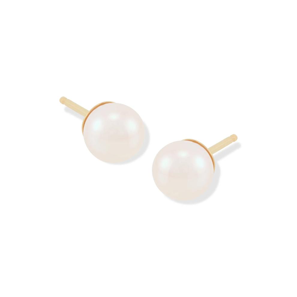 Freshwater Cultured Pearl Stud Earrings in 14K Yellow Gold, 5-5.5MM – Image 1 of 2