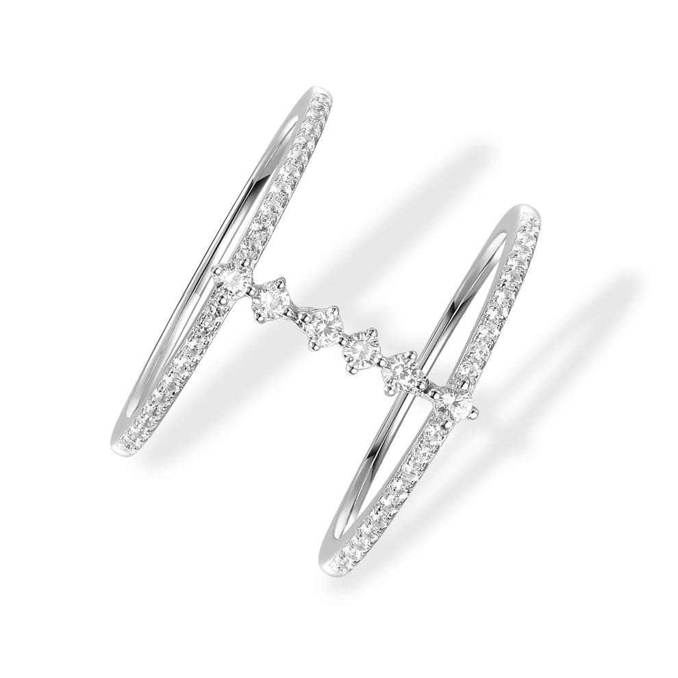 Diamond Double Band Stack Ring in 10K White Gold (1/3 ct. tw.) – Image 4 of 4