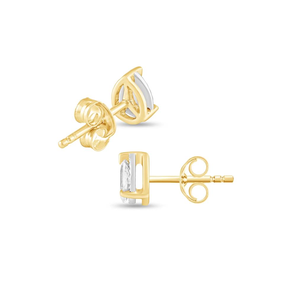 Lab Grown Diamond Pear-Shaped Stud Earrings in 10K Yellow Gold (3/8 ct. tw.) – Image 2 of 3