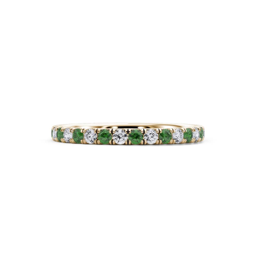Lab Grown Diamond &amp; Lab-Created Emerald Anniversary Band in 14K Yellow Gold (1/3 ct. tw.) – Image 1 of 4