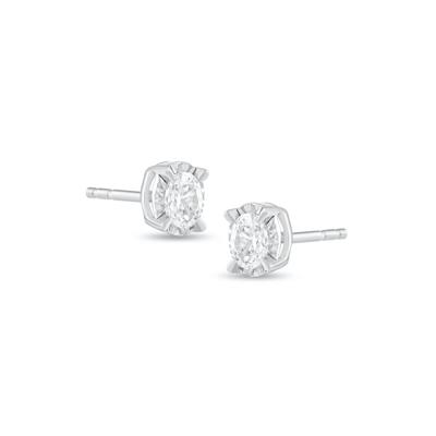 Lab Grown Diamond Oval Illusion Stud Earrings in 10K Gold