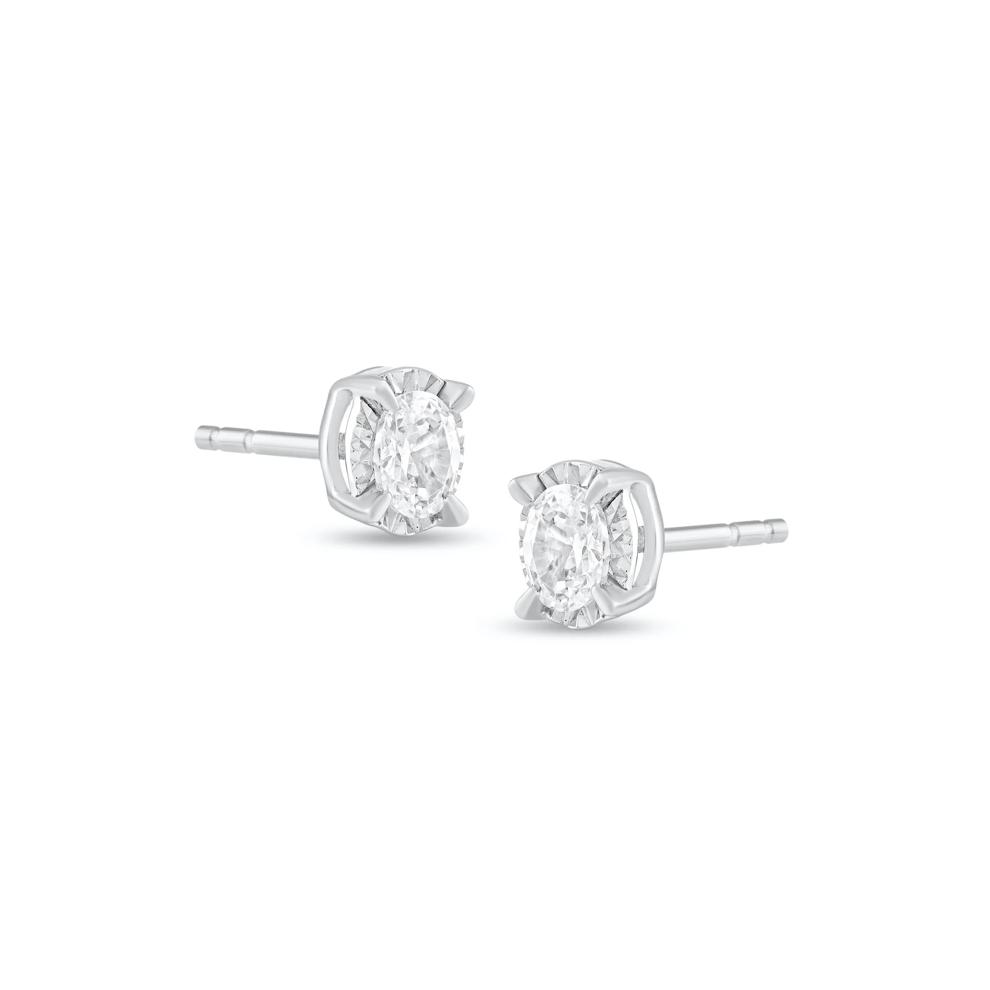 Lab Grown Diamond Oval Illusion Stud Earrings in 10K White Gold (3/8 ct. tw.) – Image 1 of 3