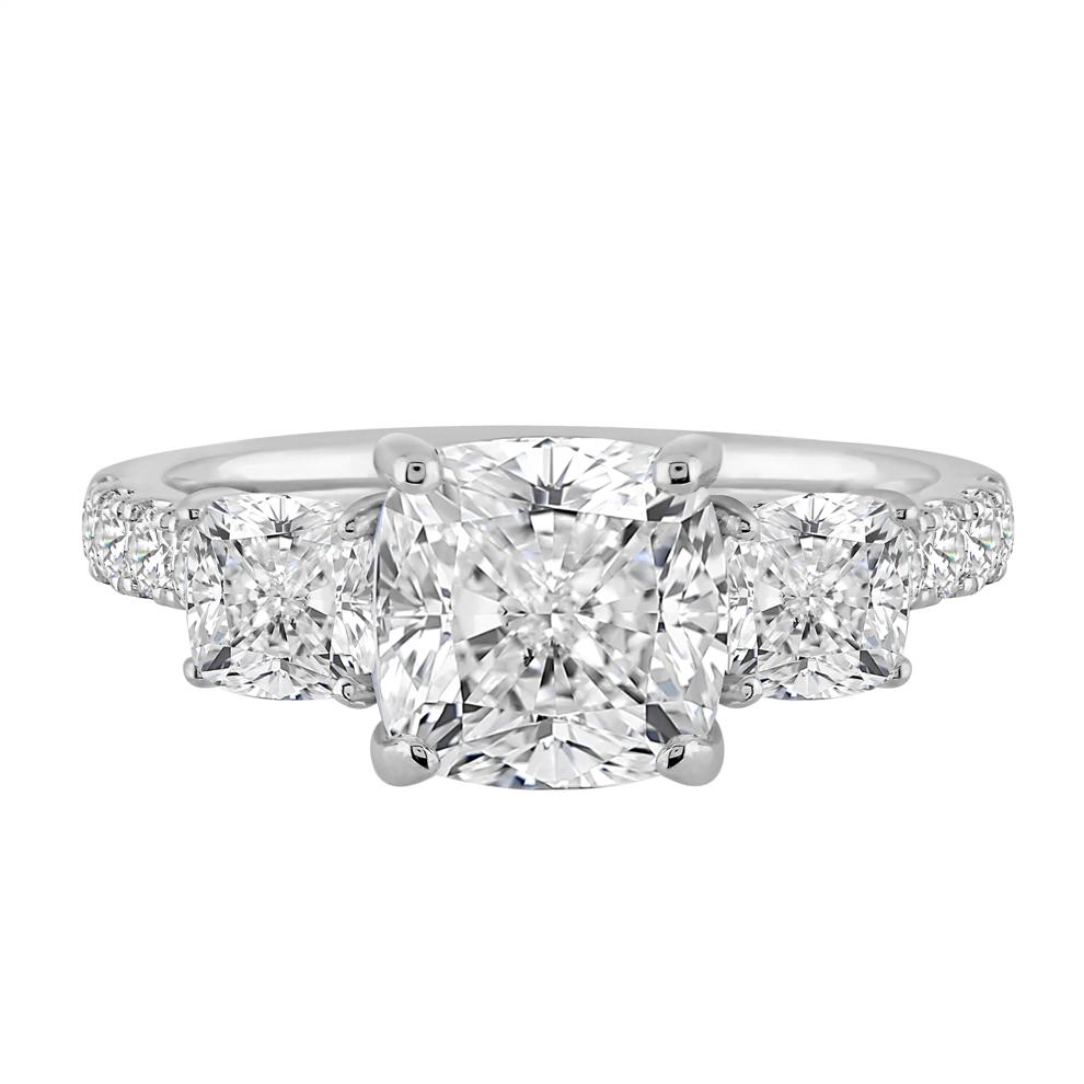 Lab Grown Diamond Cushion-Cut Engagement Ring in 14K White Gold (4 ct. tw.) – Image 1 of 4