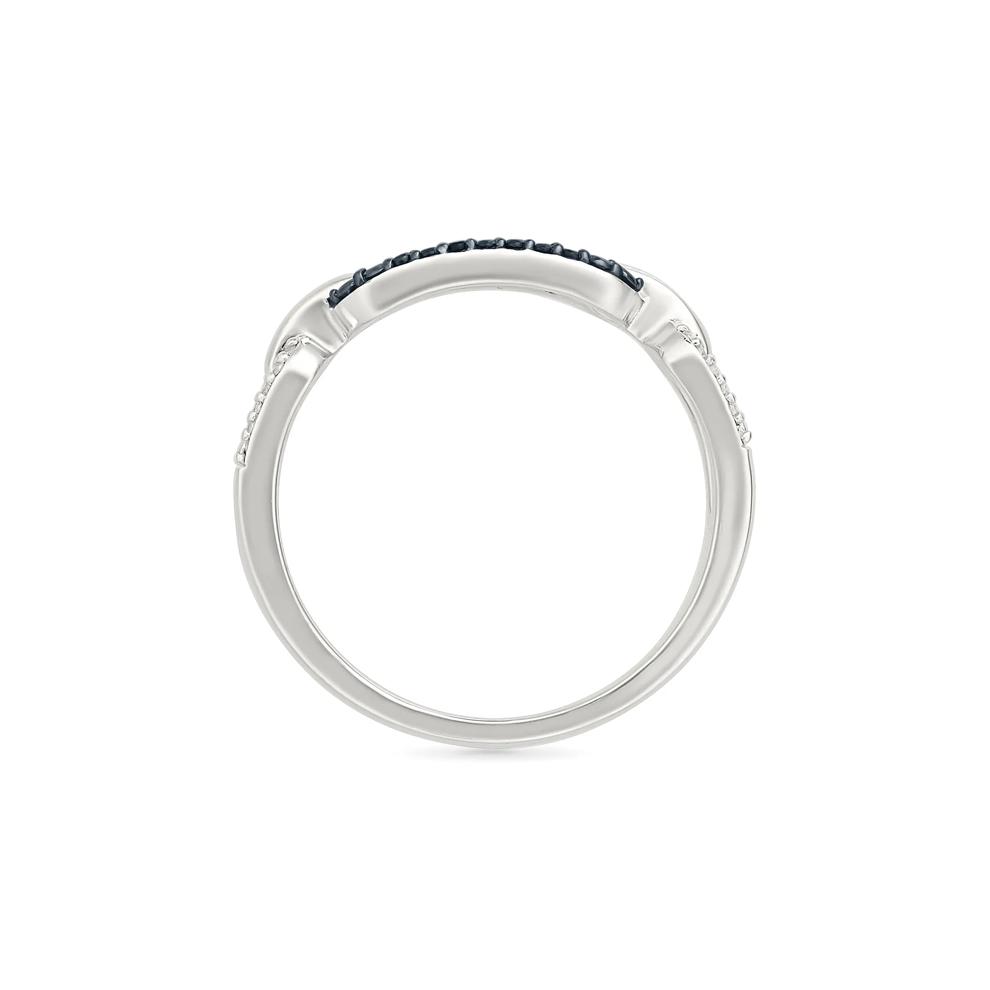 Black and White Diamond Chain Link Ring in Sterling Silver (1/8 ct. tw.) – Image 2 of 5