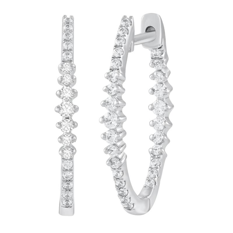 Diamond Graduated Hoop Earrings in 10K White Gold &#40;1/2 ct. tw.&#41; – Image 1 of 1