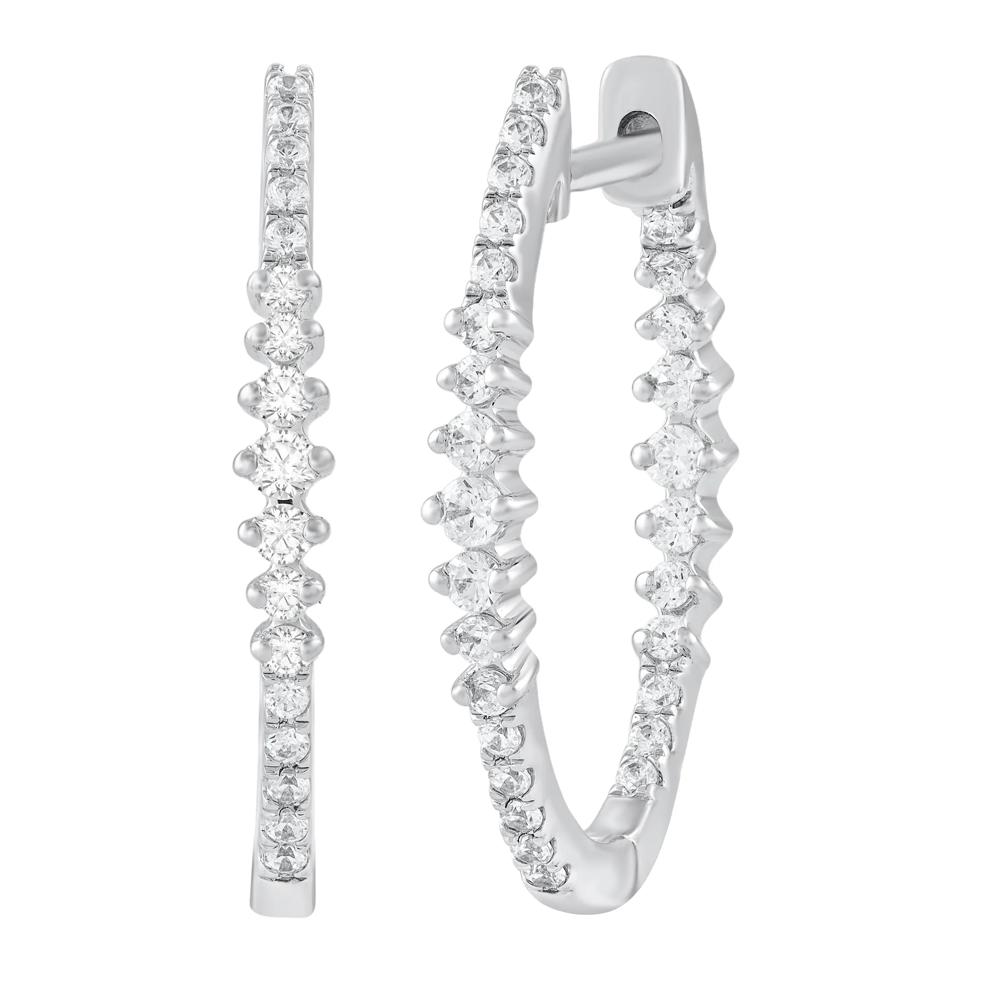 Diamond Graduated Hoop Earrings in 10K White Gold (1/2 ct. tw.) – Image 1 of 1