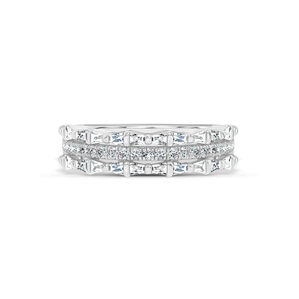 Lab Grown Diamond Baguette &amp; Round Multi-Row Band in 14K White Gold (3/4 ct. tw.) – Image 1 of 4