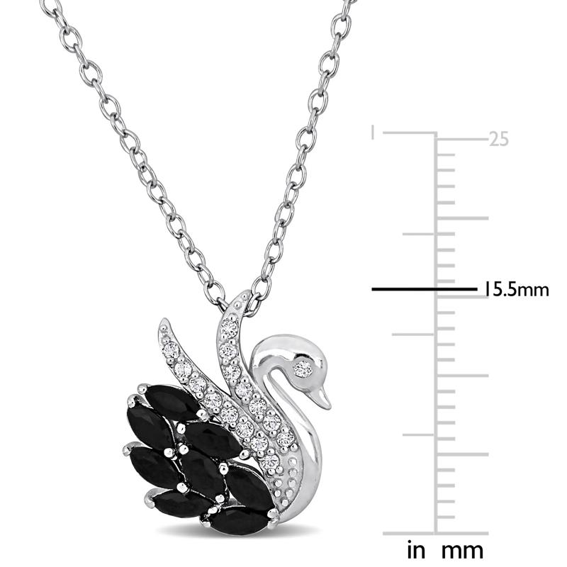 Swan Pendant with Black Spinel and White Topaz in Sterling Silver – Image 6 of 6