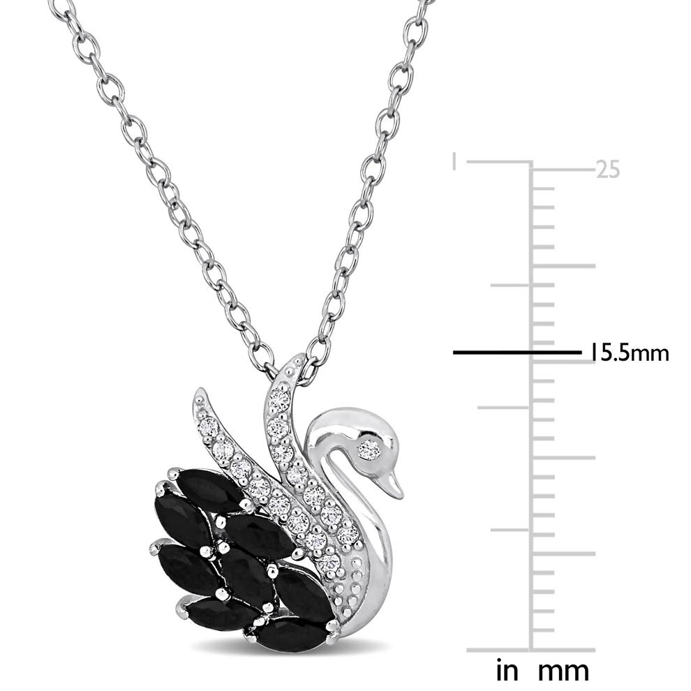Swan Pendant with Black Spinel and White Topaz in Sterling Silver – Image 6 of 6