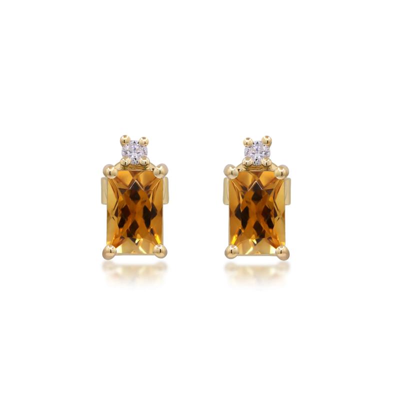 Citrine and Diamond Accent Earrings in 10K Yellow Gold – Image 2 of 3