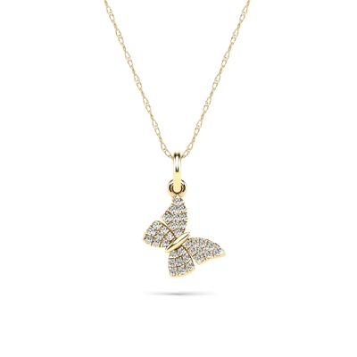 Diamond Butterfly Pendant Necklace in 10K Yellow Gold (1/10 ct. tw.)