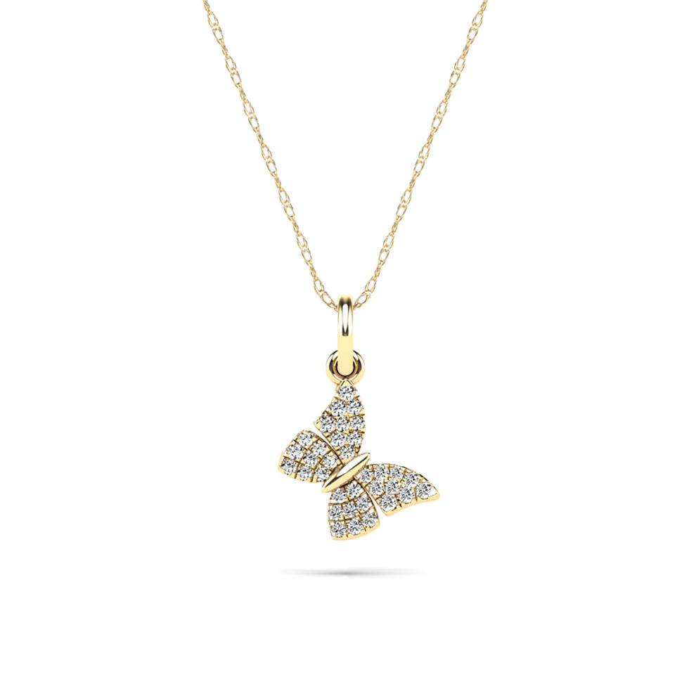 Diamond Butterfly Pendant Necklace in 10K Yellow Gold (1/10 ct. tw.) – Image 1 of 4