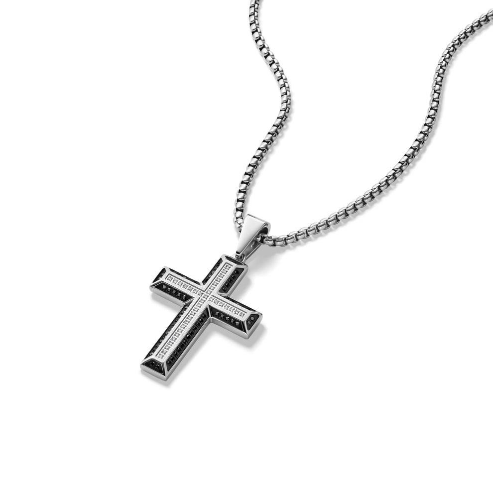 Black and White Diamond Cross in Stainless Steel (1/2 ct. tw.) – Image 4 of 4