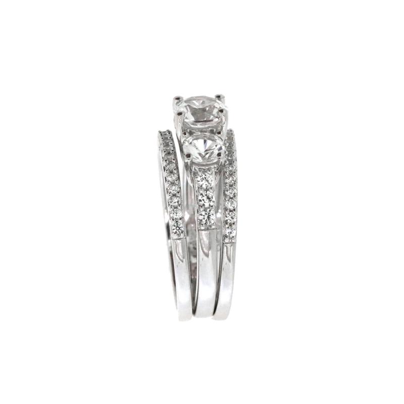 Lab Created White Sapphire Stackable Ring Set with Three Pieces in Sterling Silver – Image 3 of 3
