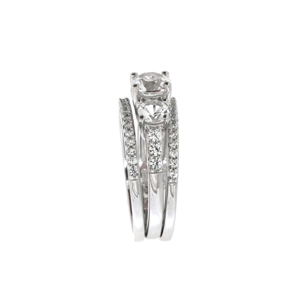 Lab Created White Sapphire Stackable Ring Set with Three Pieces in Sterling Silver – Image 3 of 3