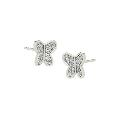 Diamond Butterfly Stud Earrings in 10K White Gold (1/10 ct. tw.)
