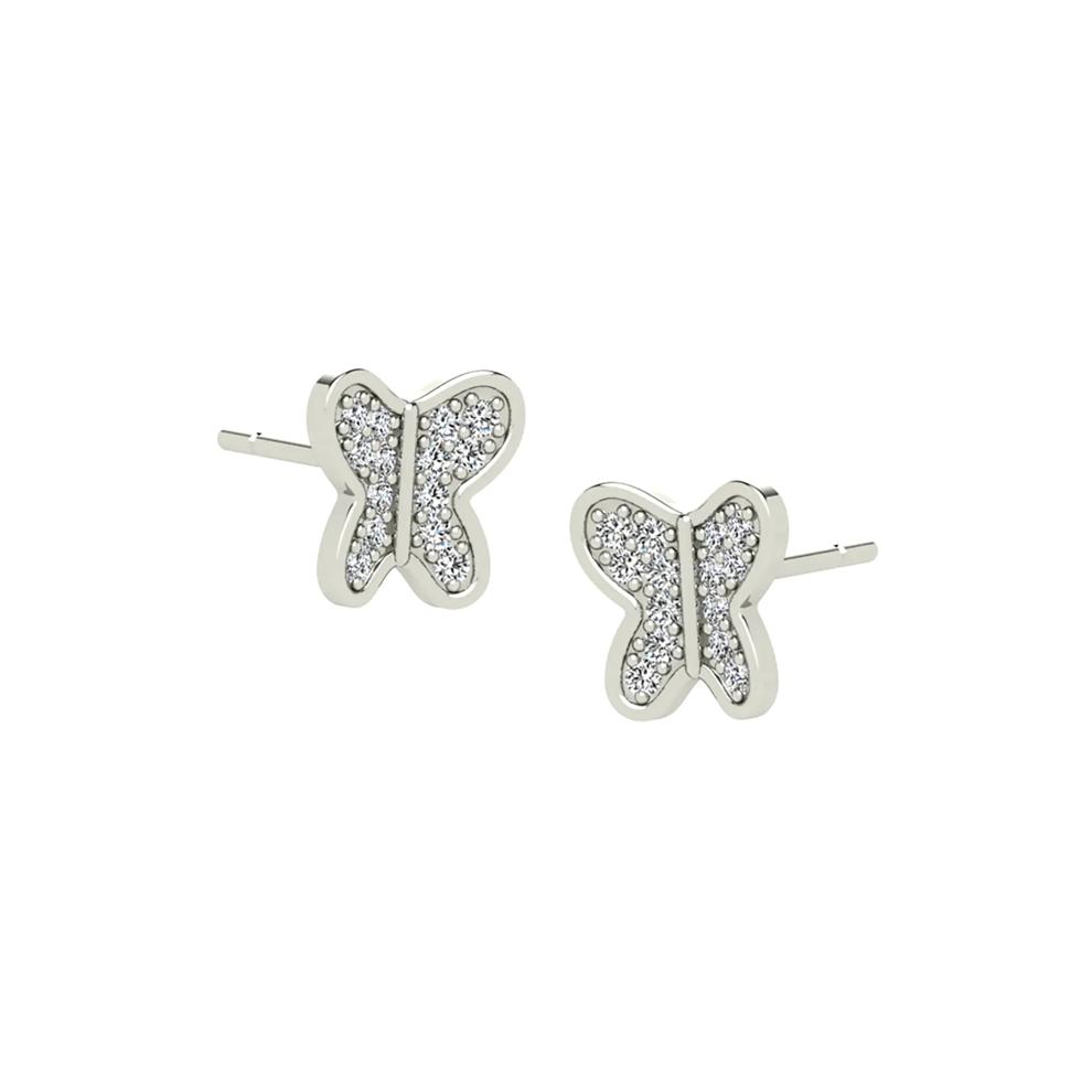 Diamond Butterfly Stud Earrings in 10K White Gold (1/10 ct. tw.) – Image 1 of 2