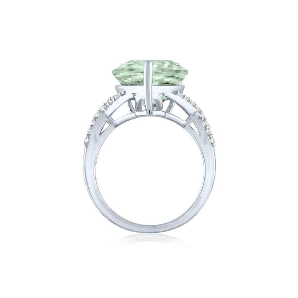 Green Amethyst and Lab-Created White Sapphire Cocktail Ring in Sterling Silver – Image 2 of 3
