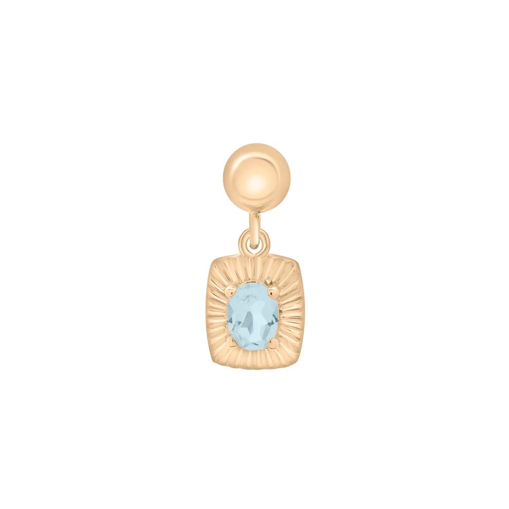Lab-Created Aquamarine Medallion Birthstone Bead Charm in Vermeil – Image 1 of 3
